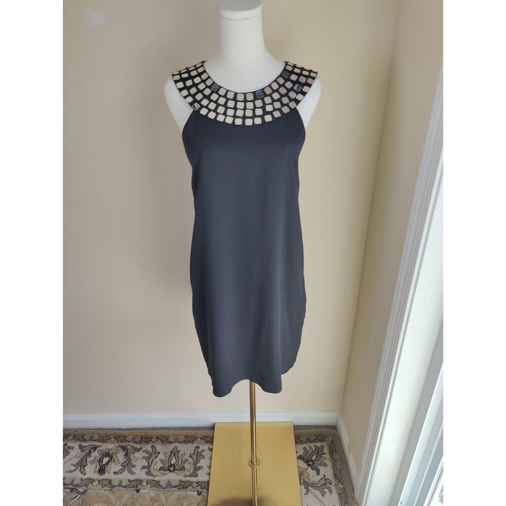 ALICE + OLIVIA Black Silk Mirrored Mini Cocktail Dress Size Medium